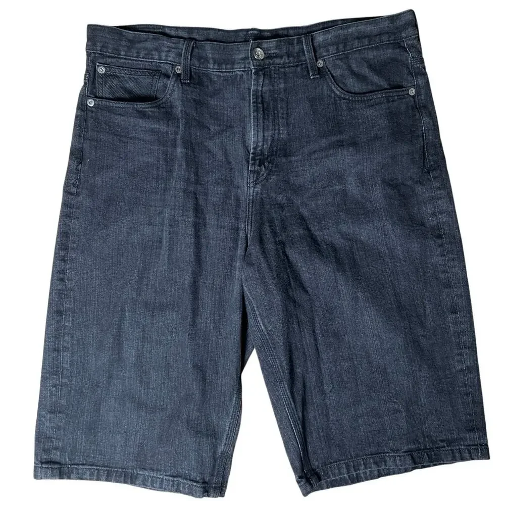 Y2K Sean John Baggy Jorts Men 38x16 Black Relaxed Loose Jean Short Baggy Vintage